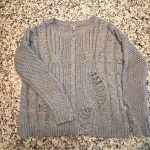 Grey distressed sweater, Charlotte Russe Size M.